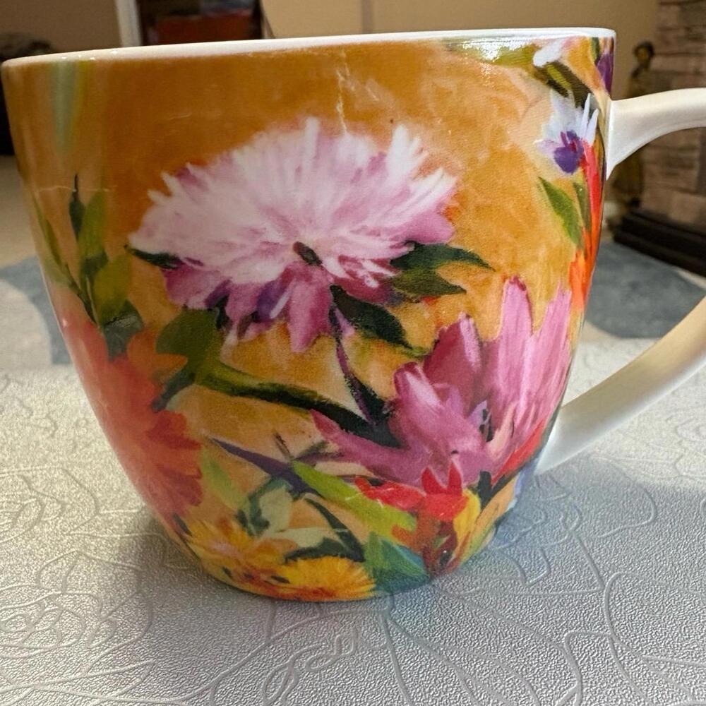 Mustard Flowers Mug By Pimpernel New 16 Oz  Martha's Choice